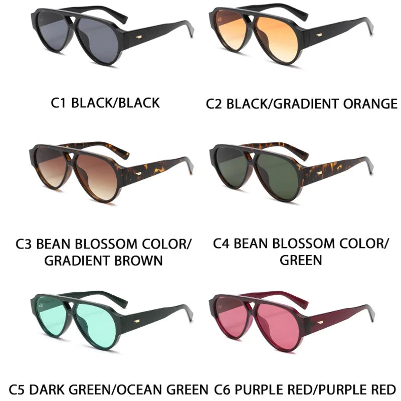 Retro Double Bridge Pilot Sunglasses