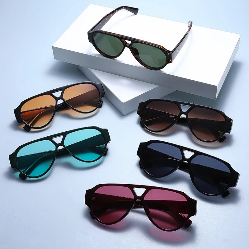 Retro Double Bridge Pilot Sunglasses