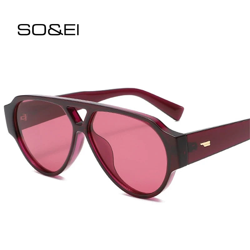Retro Double Bridge Pilot Sunglasses